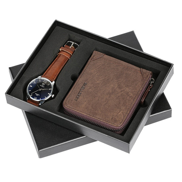 Brown Watch & Brown Leather Wallet