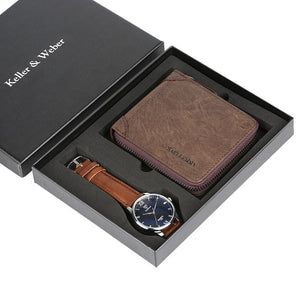 Brown Watch & Brown Leather Wallet