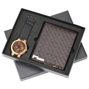 Luxury Brown Leather & Wood Watch